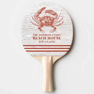 Raquette De Ping Pong Plage de crabe côtier Maison de bois rustique Nom 