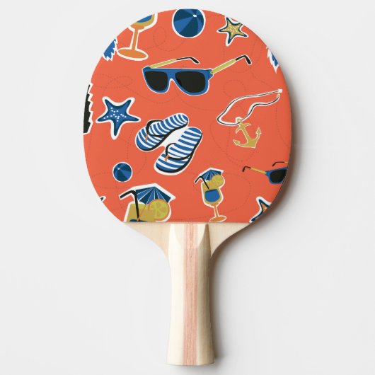 Raquette De Ping Pong Plage d'été : Relaxant Motif sans couture. (Devant)