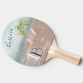 Raquette De Ping Pong Plage Sable Océan Palm Tropical (Côté)
