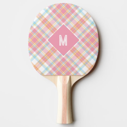 Raquette De Ping Pong Plaid Monogramme personnalisé / Motif Tartan (Dos)