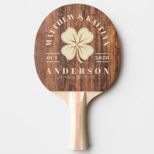 Raquette De Ping Pong Planche à découper usée Blason de mariage Trèfle i