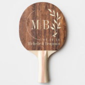 Raquette De Ping Pong Planche à Découper Usée Monogramme de Mariage Feui (Devant)