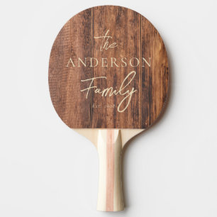 Raquette De Ping Pong Planche à Découper Usée Nom de Famille Écrit à la 