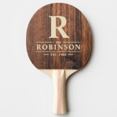 Raquette De Ping Pong Planche à Découper Usée Nom de Famille & Initiale (Dos)