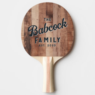 Raquette De Ping Pong Planches de bois de palette Nom de famille rétro e