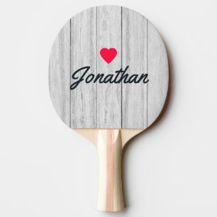 Raquette De Ping Pong Planches de bois grises vintage Cœur Signature vin