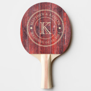 Raquette De Ping Pong Planches de grange en détresse Monogramme de maria