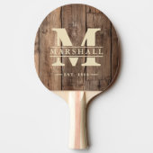 Raquette De Ping Pong Planches de plancher de grange Monogramme et nom e (Dos)