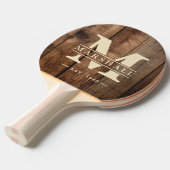 Raquette De Ping Pong Planches de plancher de grange Monogramme et nom e (Devant Angle)