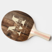 Raquette De Ping Pong Planches de plancher de grange Monogramme et nom e (Côté)