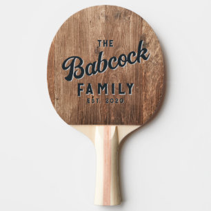 Raquette De Ping Pong Planches en bois flotté Nom de famille rétro et an