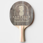 Raquette De Ping Pong Planches Usées Arche de Mariage Ananas&Nom (Dos)