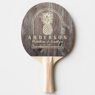 Raquette De Ping Pong Planches Usées Arche de Mariage Ananas&Nom