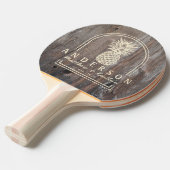 Raquette De Ping Pong Planches Usées Arche de Mariage Ananas&Nom (Devant Angle)