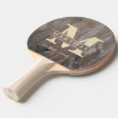 Raquette De Ping Pong Planches Usées Monogramme & Superposition de Nom (Devant Angle)