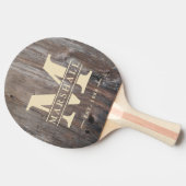 Raquette De Ping Pong Planches Usées Monogramme & Superposition de Nom (Côté)