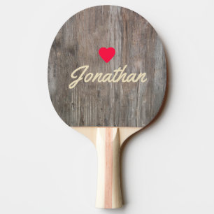Raquette De Ping Pong Planches Usées Signature Cœur Vintage