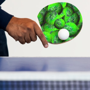 Raquette De Ping Pong Planètes vertes au néon - motif en optique 3D