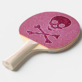 Raquette De Ping Pong Plat de diamant et palette roses de crâne (Devant Angle)