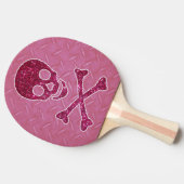 Raquette De Ping Pong Plat de diamant et palette roses de crâne (Côté)