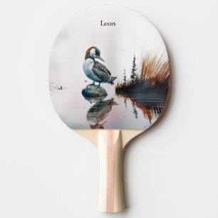 Raquette De Ping Pong Plongeon majestueux sur un rocher aquarelle person
