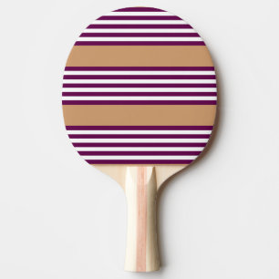Raquette De Ping Pong Plum et blanc cinq bandes motif avec bronzage