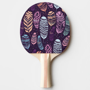 Raquette De Ping Pong Plumes ethniques : motif noir et blanc
