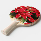 Raquette De Ping Pong Poinsettias Festive Rouge Blanc Floral (Devant Angle)