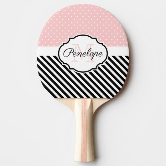 Raquette De Ping Pong Points et rayures mignons (Devant)