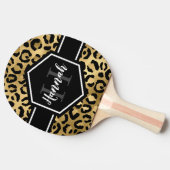 Raquette De Ping Pong Points Monogrammes Gold et Black Leopard (Côté)