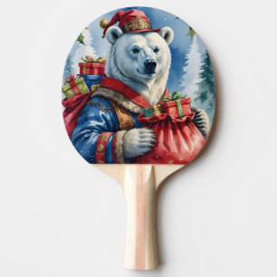 Raquette De Ping Pong Polaire Ours Père Noël Design de Noël