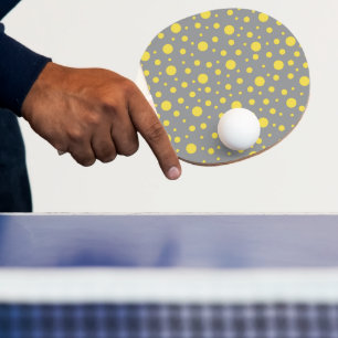 Raquette De Ping Pong Polka Dot Motif gris et jaune