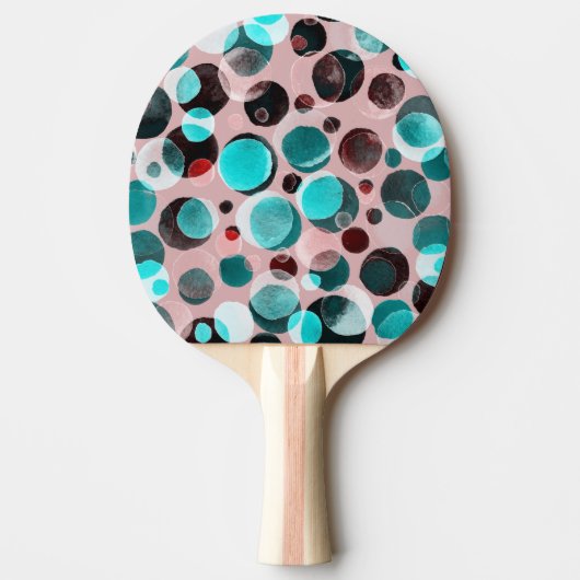 Raquette De Ping Pong Polka point aquarelle, motif abstrait. (Devant)