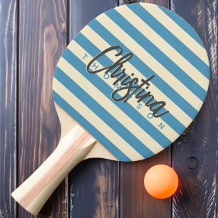 Raquette De Ping Pong Polo Milieu du Siècle Aqua Splash Nom Peint