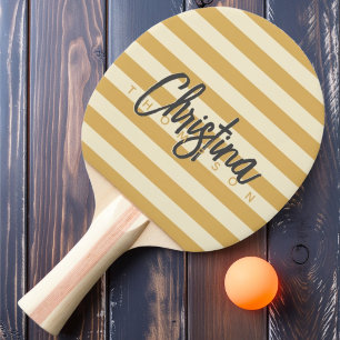 Raquette De Ping Pong Polo Milieu du Siècle Sable Lever de Soleil Peint