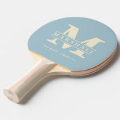 Raquette De Ping Pong Polo Monogramme & Superposition de Nom Ciel Clair (Devant Angle)
