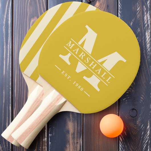 Raquette De Ping Pong Polo rayure avec monogramme et nom superposé Citro