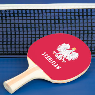 Raquette De Ping Pong Pologne Polonais Aigle Rouge Blanc Polska Nom pers