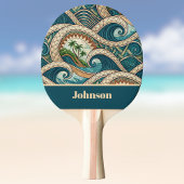 Raquette De Ping Pong Polynesian Tropical Wave Palm Trees Pattern Name