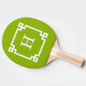 Raquette De Ping Pong Pomme Vert Blanc Clé grecque #2 Monogramme encadré (Côté)