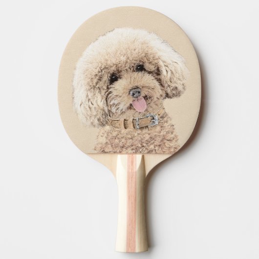 Raquette De Ping Pong Poodle Miniature Toy Apricot Crème Chien Brown Art (Devant)