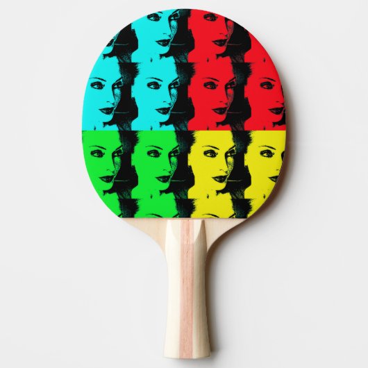 Raquette De Ping Pong pop art beauté femme visage 80s (Dos)