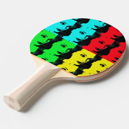 Raquette De Ping Pong pop art beauté femme visage 80s (Devant Angle)