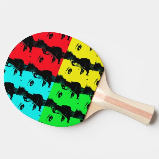 Raquette De Ping Pong pop art beauté femme visage 80s (Côté)