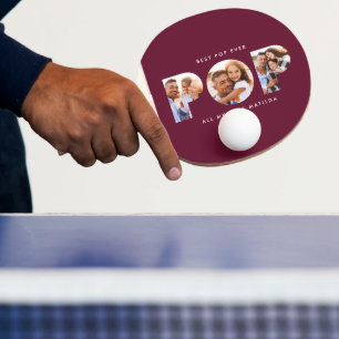 Raquette De Ping Pong Pop multi photo typographie moderne burgundy
