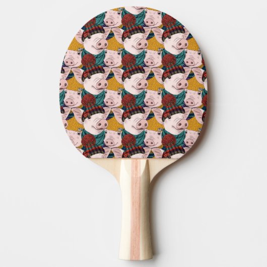 Raquette De Ping Pong Porcs avec le motif de casquettes (Devant)