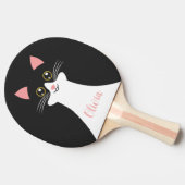 Raquette De Ping Pong Portrait de chat noir mignon du milieu du siècle (Côté)