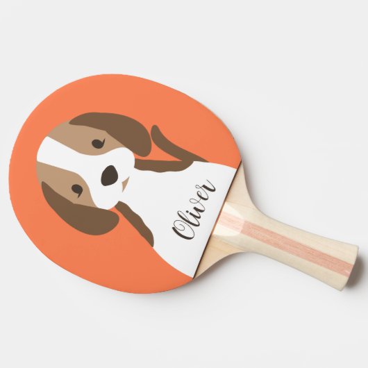 Raquette De Ping Pong Portrait de chien marron et blanc mignon (Côté)