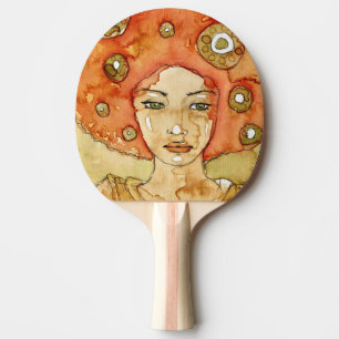 Raquette De Ping Pong Portrait d'une belle fille