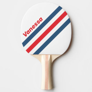 Raquette De Ping Pong Postman Nostalgique Rayures Angulaires avec Nom